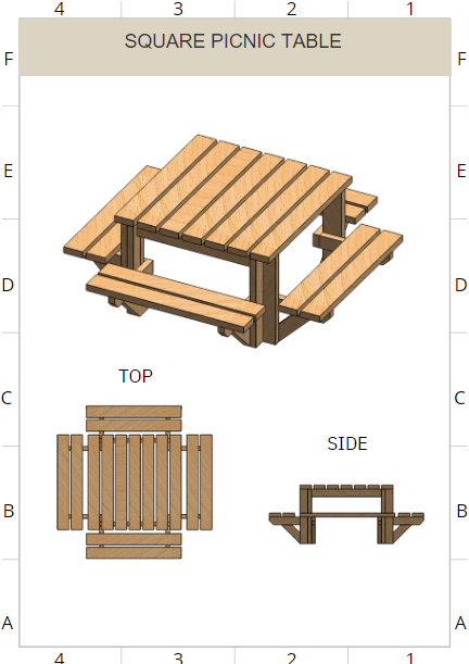 Square Picnic Table - WoodieasPlans