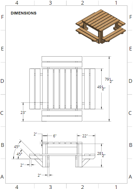 Square Picnic Table - WoodieasPlans