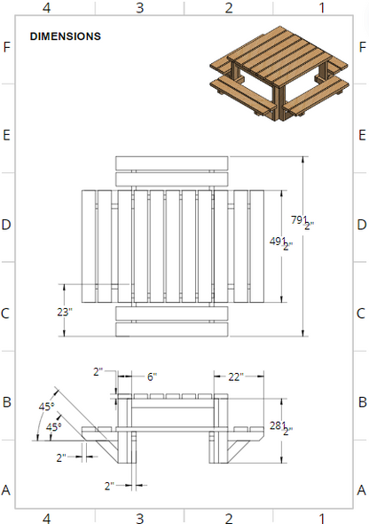 Square Picnic Table - WoodieasPlans