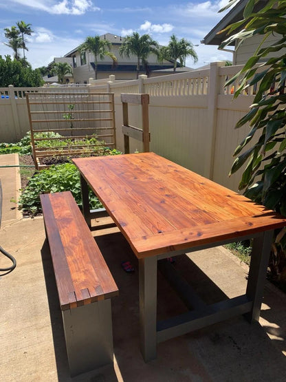 Farmhouse Outdoor Table and Bench